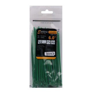 เคเบิ้ลไทร์ สายรัด หนวดกุ้ง  ELEKTRA 6 นิ้ว 150 มม. สีเขียว CABLE TIES GREEN 6 INCHES 150MM ELEKTRA