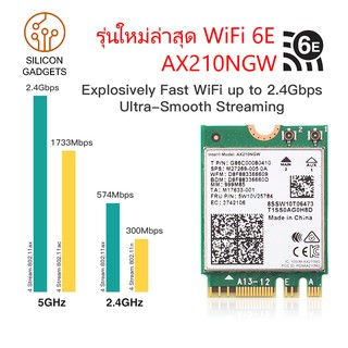 AX210 Intel Wi-Fi 6E มีประกัน MU-MIMO AX210NGW 802.11ax Dual Band Wi-Fi Adapter 2.4/5 GHz M.2