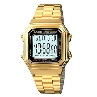 Casio นาฬิกาข้อมือ สีทอง สายสแตนเลส รุ่น A178WGA-1ADF