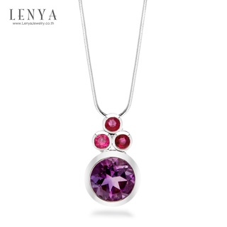 Lenya Jewelry จี้เงินแท้ ประดับพลอยอเมทิสต์ และทับทิม