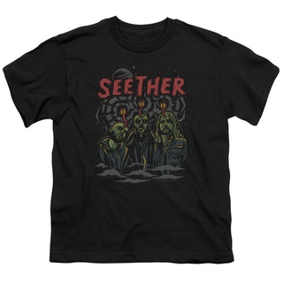 เสื้อยืดวินเทจ - SeetherMindControlได้รับใบอนุญาตเพลงร็อควงTeeสีดําแขนสั้นผู้ชายพิมพ์เสื้อยืดผ้าฝ้า