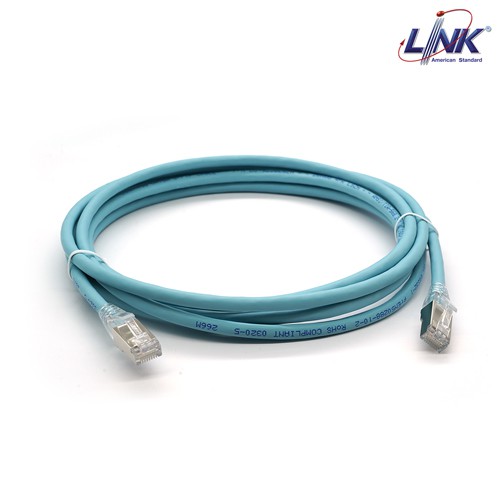[ใหม่] LINK สายแลน CAT6A Shield RJ45-RJ45 PATCH CORD XG LSZH US-52XXSLZ-9 สี Aqua Blue รองรับความเร็ว 10 Gbps