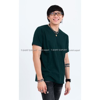 เสื้อยืดแฟชั่น ผู้ชาย T-Shirt cotton 100% คอกลม แขนสั้น สีเขียวหัวเป็ด