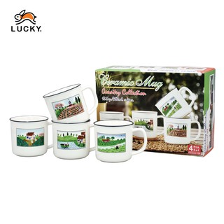 LUCKY HOME ชุดถ้วยมัคเซรามิค 4 ใบ/ชุด (ลายชนบท)EM4604/4-1GB ขนาด(กว้าง x สูง): 3.2 " x  3.2 "