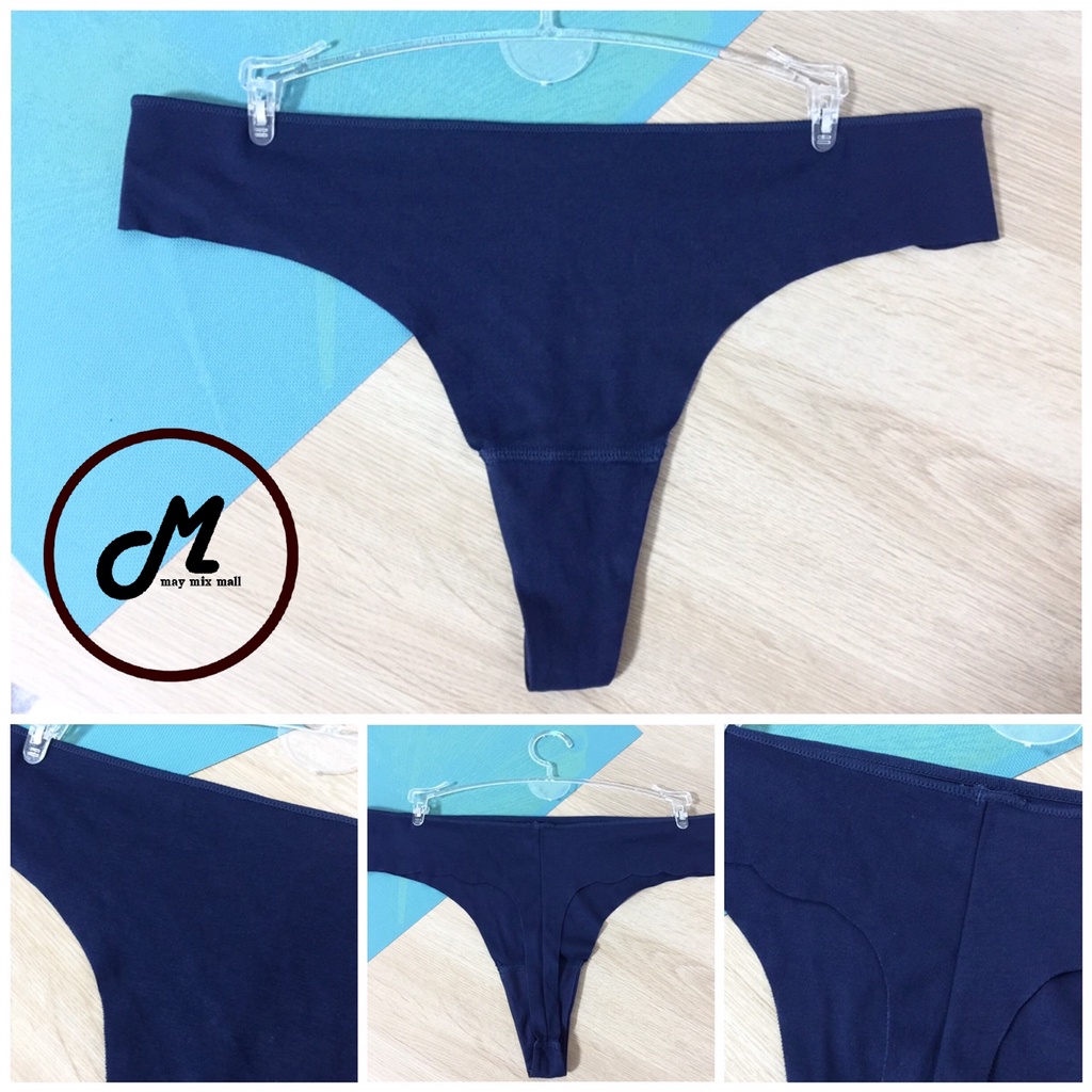 MG7-046(B7-G084-123)จีสตริงสีน้ำเงินตุ่นๆแบบไร้ขอบ,ไซส์16(XL)เอว30ยืดได้48นิ้ว,ผ้าคอตตอนผสมสแปนเด็กซ