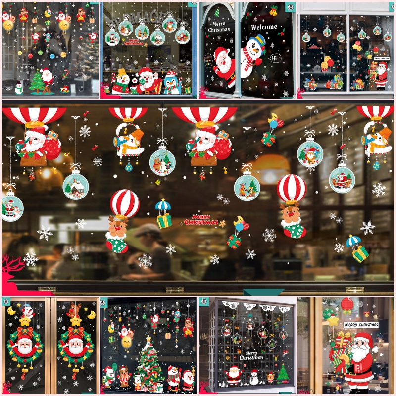 สติ๊กเกอร์สูญญากาศติดกระจก (แบบไม่มีกาว) เทศกาลChristmas ปีใหม่2025 ตกแต่งร้าน ส่งด่วนจากกทม.
