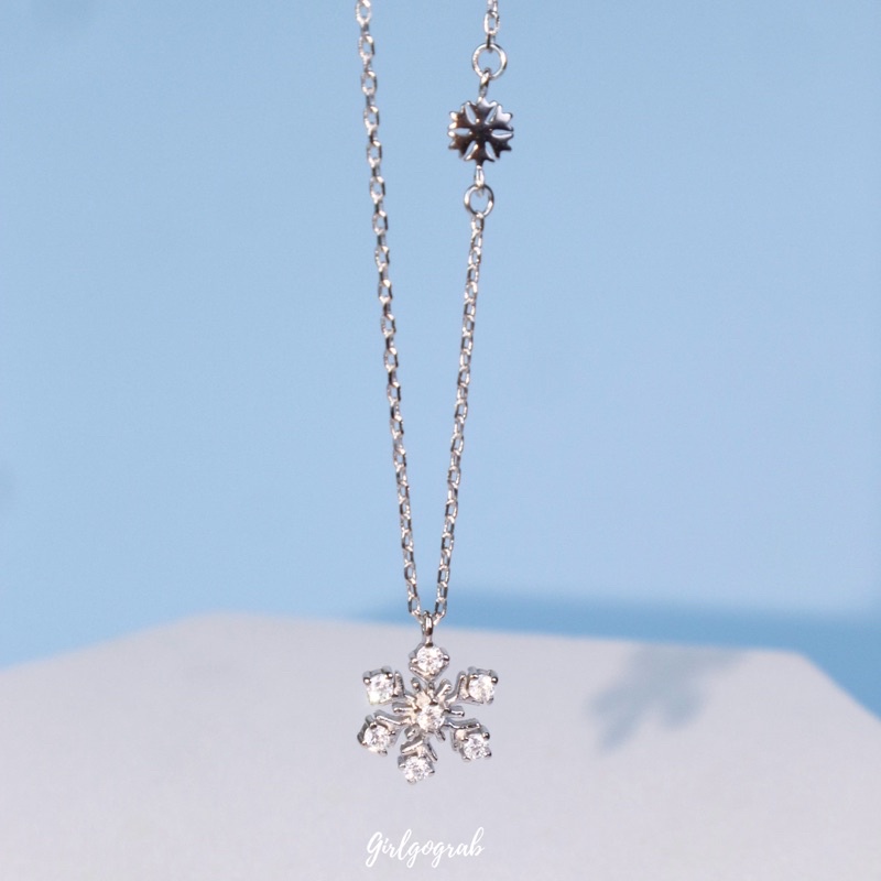 สร้อยคอเงินแท้รุ่นSnowflake โดนน้ำได้ไม่ลอก