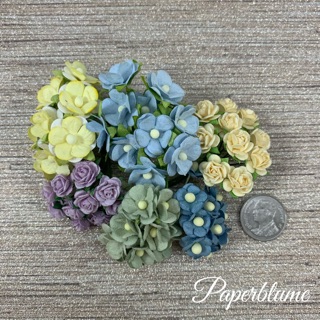 เซ็ท DIY  รวม 60 ดอกจิ๋วและเล็ก ดอกไม้กระดาษสา งานประดิษฐ์ งานแต่ง Mulberry Paper Flowers (P02)