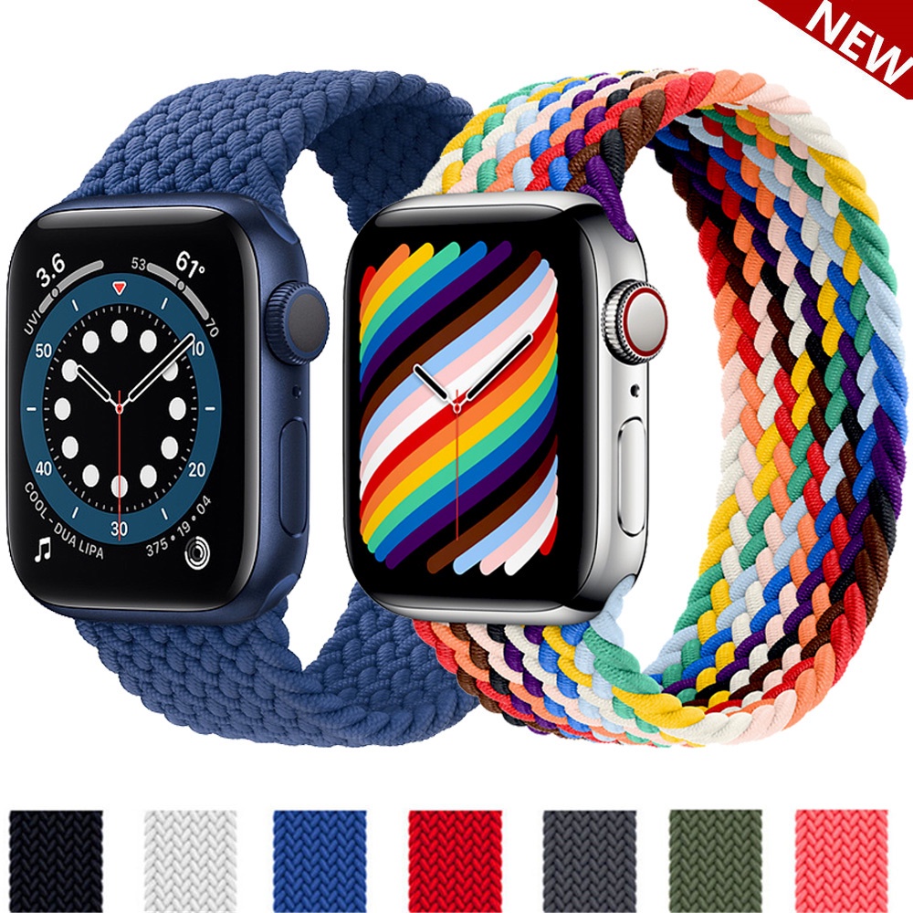สายนาฬิกาข้อมือไนล่อนถักสีรุ้งสําหรับ Apple Watch Series 7 6 SE 5 4 3 2 1 True Iwatch Band 38 มม. 40 มม. 42 มม.44 มม. FC