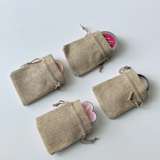 พร้อมส่ง ถุงหูรูดผ้าลินิน บรรจุเทียน ของชำร่วย