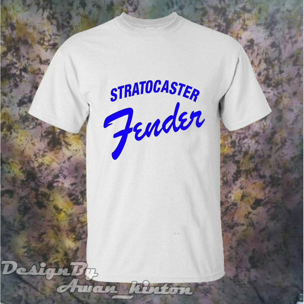 เสื้อผ้า Usa Size Tshirt Fender Guitar Logo สีขาว