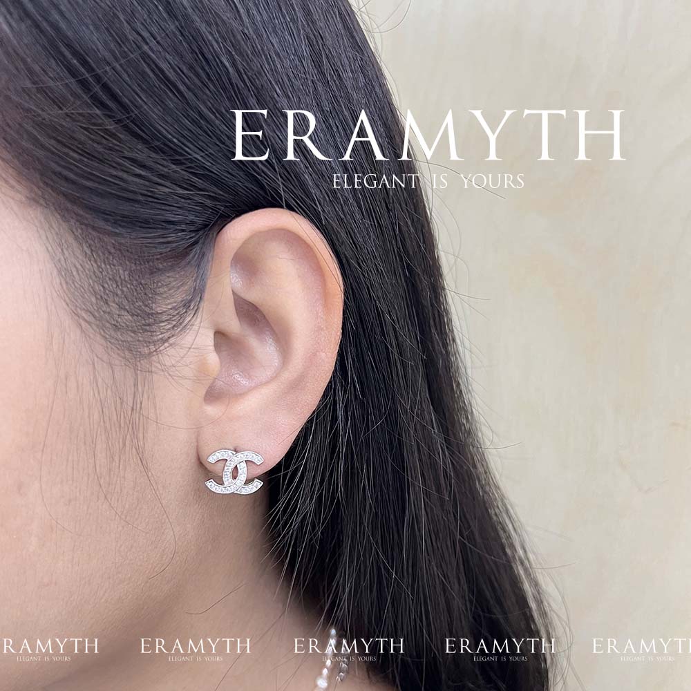 Eramyth jewelry ต่างหู CC เงินแท้92.5 เพชรสวิสCZ งานสวย คุณภาพ สินค้ามาตรฐานส่งออก พร้อมส่ง