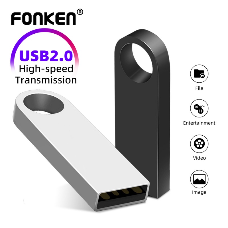 Fonken แฟลชไดรฟ์โลหะ Usb 32GB 16GB 64GB กันน้ํา 2.0 Usb แบบพกพาสําหรับรถยนต์พีซี