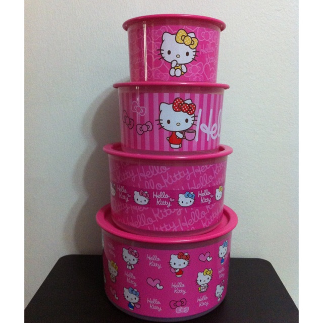 TUPPERWARE ชุดทัปเปอร์แวร์ Hello Kitty One Touch Topper (4 ชิ้น) Limited Release Pink