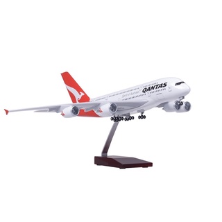 [47cm] โมเดลเครื่องบิน แคนตัส A380 (Qantas A380 Airplane Model)  เปิดปิดไฟด้วยระบบสัมผัส หรือเสียง ของสะสม