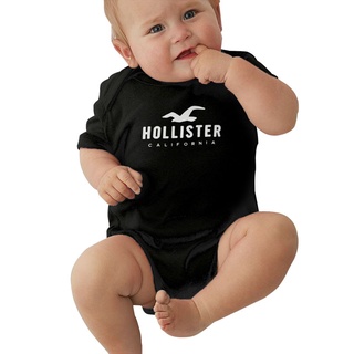 HOLLISTER มาใหม่ ชุดจั๊มสูท แขนสั้น ผ้าฝ้าย ลายโลโก้ กันลื่น ใส่สบาย แฟชั่นสําหรับเด็ก