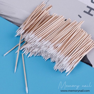 พร้อมส่ง Cotton Buds คอตตอนบัด หัวเล็กมาก สำลีเช็ดข้าง ด้ามไม้ อย่างดีไม่รุ่ยง่าย 1แพ็คมี100ชิ้น (คอตตอนบัด หัวแหลม)