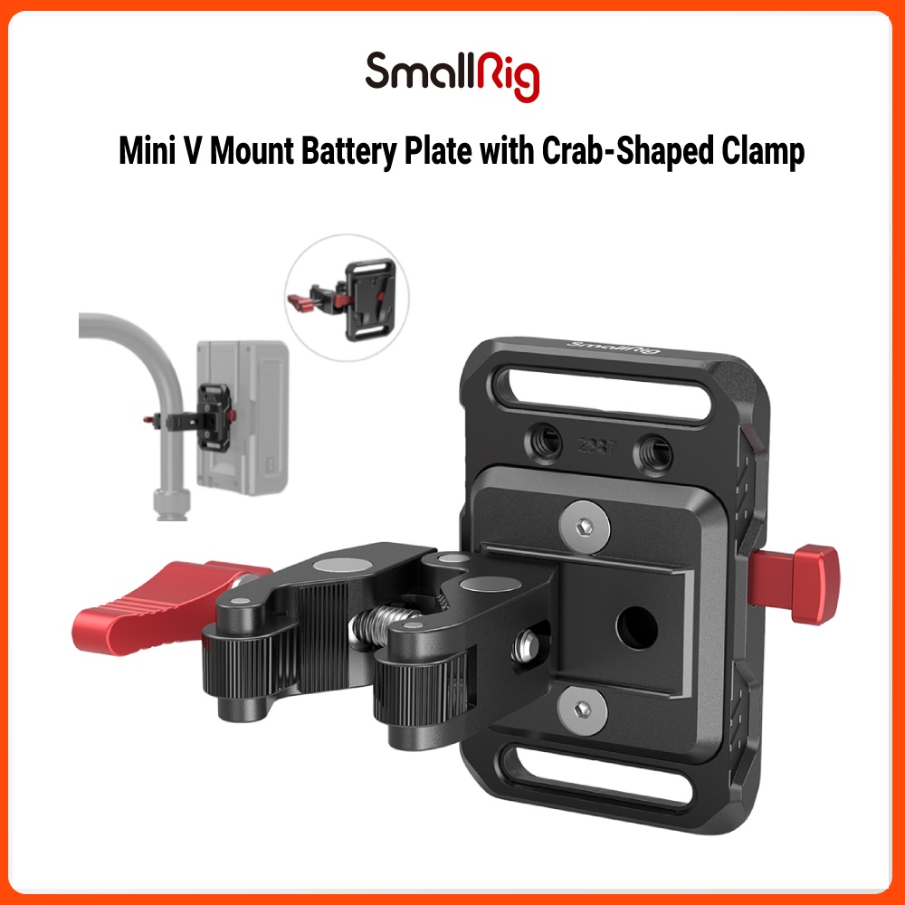 Smallrig Mini V-Lock Mount Battery Plate with Crab-Shaped Clamp - 2989