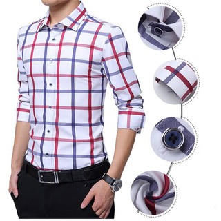 Mens Long Sleeve Checkered Shirt เสื้อเชิ้ตผู้ชาย แขนยาว