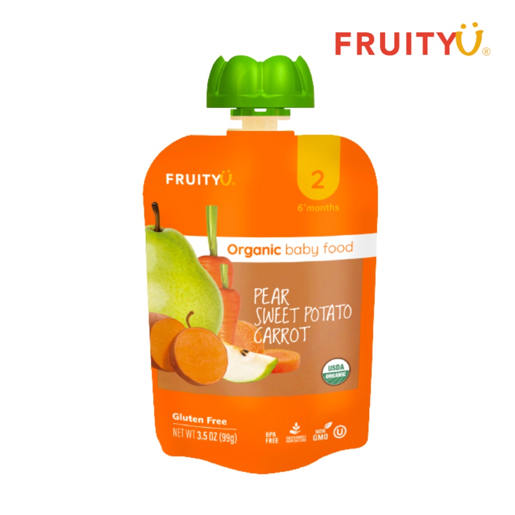 FruityU Pear Pumpkin Spinach อาหารเด็กบด ออร์แกนิค แพร์ ฟักทอง ปวยเล้ง ตรา ฟรุตตี้ยู
