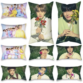 ปลอกหมอน ผ้าโพลีเอสเตอร์ ทรงสี่เหลี่ยม ลาย BTS ขนาด 50x30 ซม. สําหรับตกแต่งโซฟา รถยนต์ ห้องนอน (ไม่มีหมอนด้านใน)