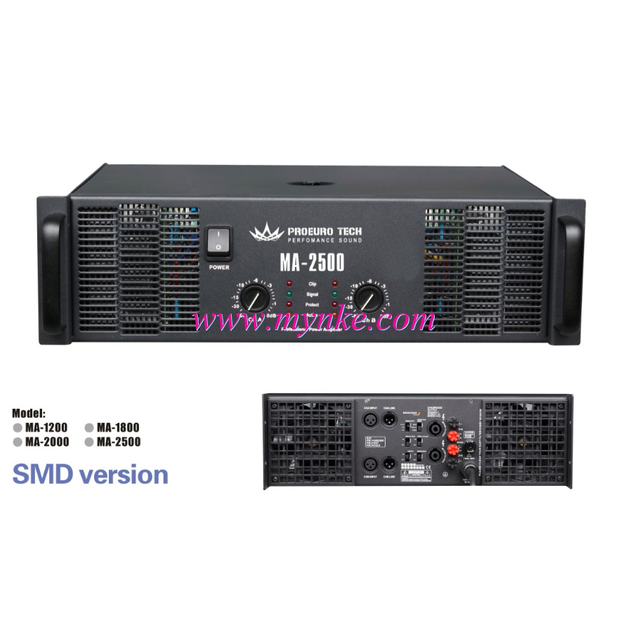 เพาเวอร์แอมป์ 5900วัตต์ (4โอห์ม บริดจ์) เครื่องขยายเสียงPROEURO TECH MA-2500