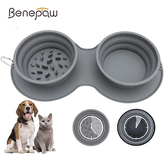 Benepaw ชามใส่อาหารสัตว์เลี้ยง สุนัข ซิลิโคน แบบพกพา ไม่ลื่นไถล ปลอดภัย ไร้สารพิษ