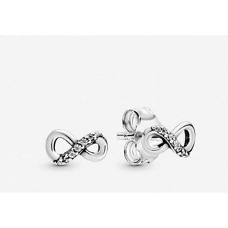 Pandora  silver  earrings ต่างหูอินฟินิตี้