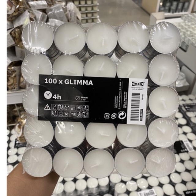 เทียนทีไลท์ ไม่มีกลิ่น 24 ชิ้น 100 ชิ้น/แพ็ค By IKEA