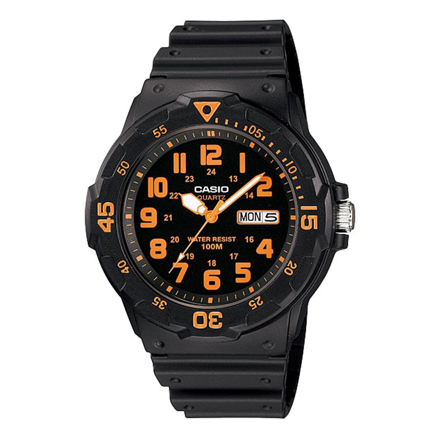 Casio Standard นาฬิกาข้อมือผู้ชาย สายเรซิน รุ่น MRW-200,MRW-200H,MRW-200H-4B - สีดำ