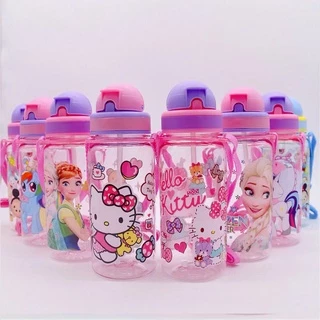 ขวดน้ําเด็ก พิมพ์ลายการ์ตูน พร้อมเชือก ขนาด 350/500 มล.