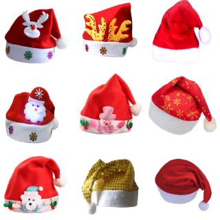 Fulllove หมวกซานต้าคลอสสีแดงและสีขาวสำหรับปาร์ตี้คริสต์มาส Elk Santa Xmas Hat Polos Christmas Gift zxsds168