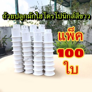 ถ้วยปลูกผักไฮโดรโปนิกส์​ แพ็ค 100ใบ​ (สำหรับฟองน้ำ)​ คุณภาพดีใช้ซ้ำได้