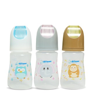 Thaiken ขวดนม 4oz 125ml Attoon GiGGLES Feeding Bottle 101609 -S 3EA