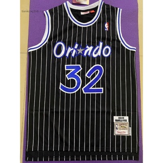 Orlando Magic ปี 1994-95 สําหรับผู้ชาย #เสื้อกีฬาบาสเก็ตบอล ปักลาย 32 Shaquille ONeal สีดํา สไตล์วินเทจ