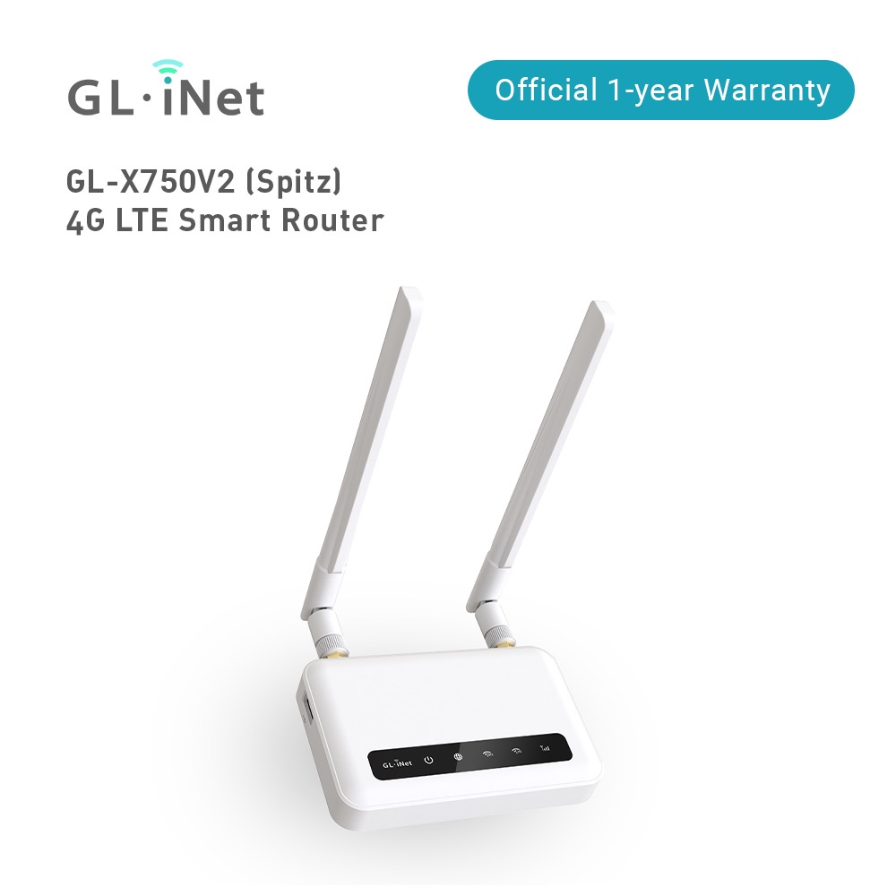 GL.iNet GL-X750 (Spitz) เวอร์ชัน 2, 4G LTE OpenWrt VPN Router, 128GB Max MicroSD, ติดตั้งโมดูล EP06-E, Wi-Fi ดูอัลแบนด์ AC750, เกตเวย์ IoT, ไคลเอนต์ VPN และเซิร์ฟเวอร์