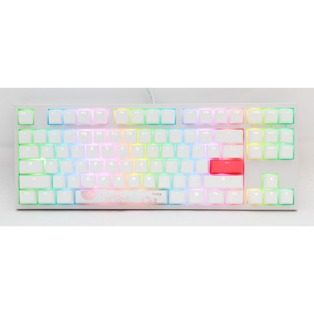Ducky One 2 Tkl Rgb Pure White Rgb Led Double Shot Pbt Mechanical Keyboard Mx Red Blue Shopee Thailand