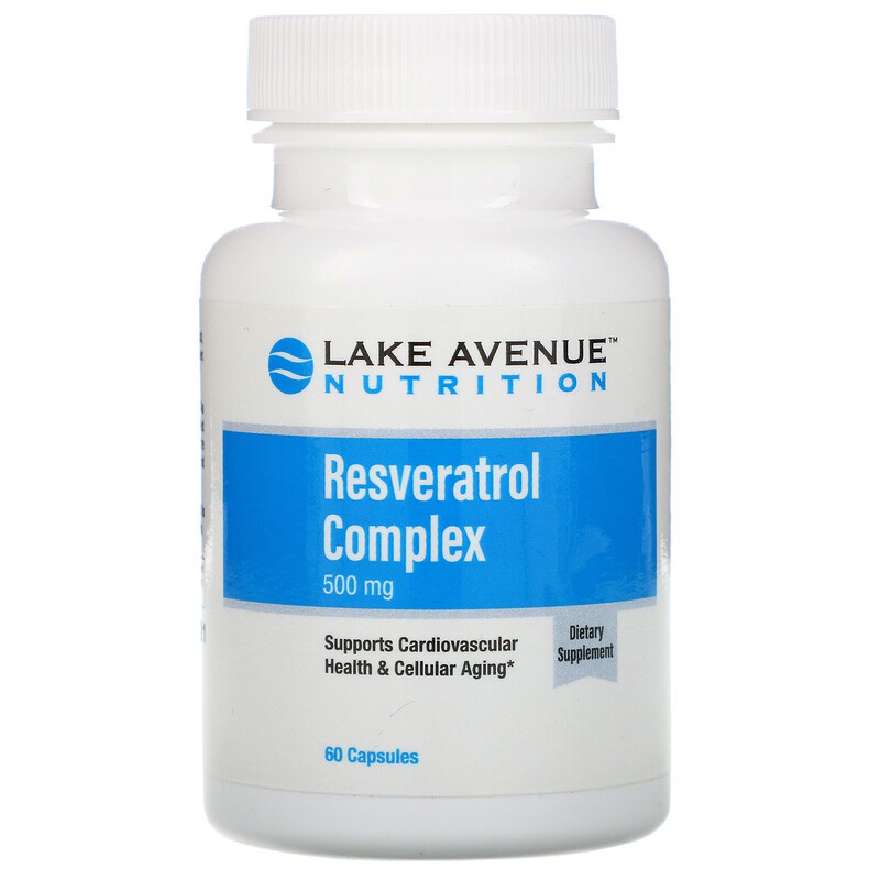 🔥ถูกสุด👍EXP08/2021🍂 [พร้อมส่ง🇺🇸]!!! Lake Avenue Nutrition, Resveratrol Complex, 500 mg, 60 Capsules
