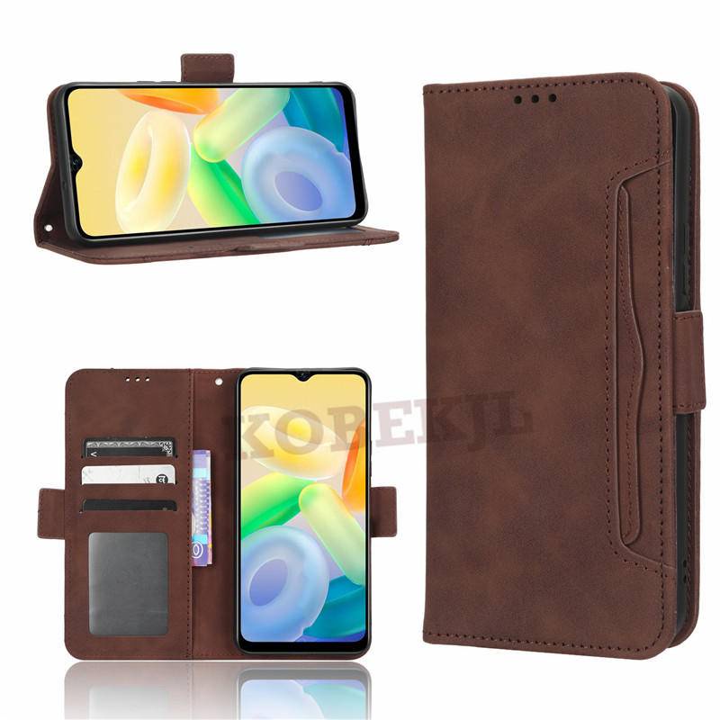Vivo Y16 Y15S Y22S Y22 Y35 Y77 5G Y 16 VivoY16 Flip Leather Multi-Card Slot Wallet Phone Case Stand 