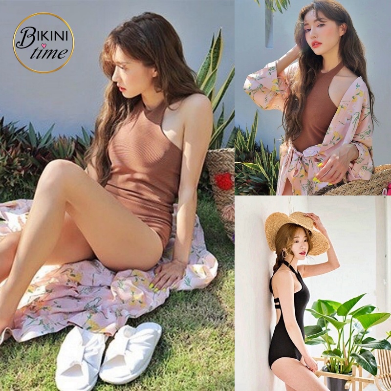 🏖BikiniTime (M-XL) SB64 มี2สี ชุดว่ายน้ำวันพีซ บิกินี่ สีน้ำตาล,สีดำ ลูกเล่นโชว์หลัง เซ็กซี่เบาเบา มีฟองน้ำเสริม