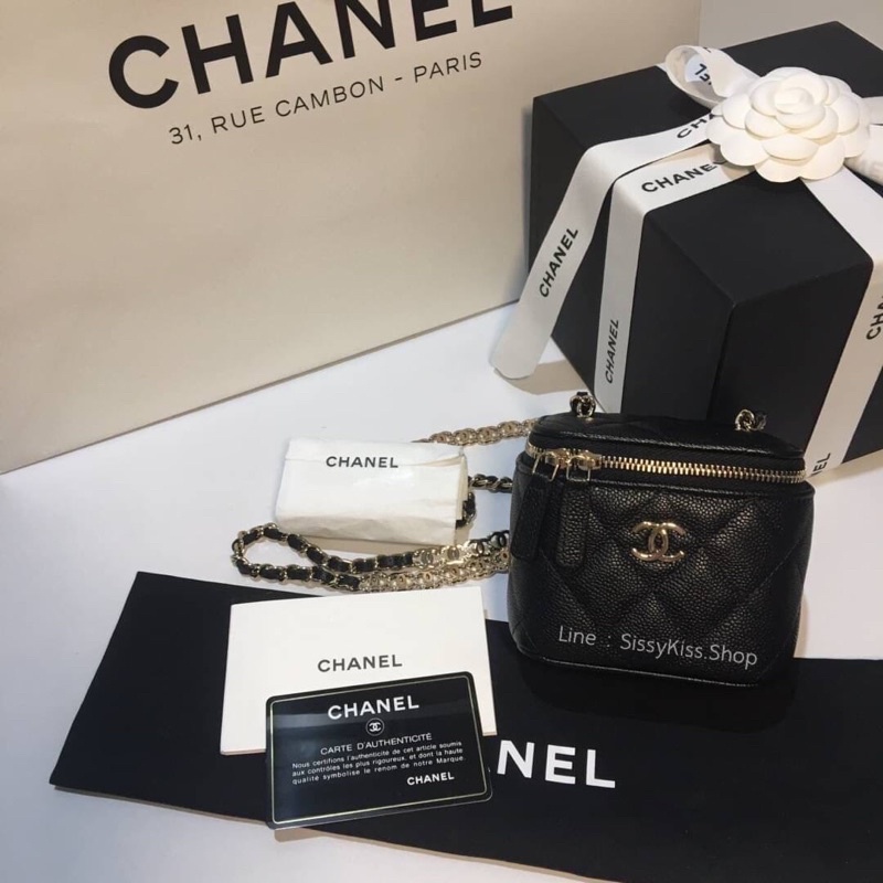 New Chanel Mini Vanity cc Strap Black Caviar GHW