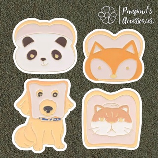 🇹🇭 พร้อมส่ง : เข็มกลัดเซ็ทสุนัขจิ้งจอก, แมวและหมีแพนด้า x ขนมปัง | Fox, Dog, Cat &amp; Panda x Bread Toast Enamel Brooch Pin