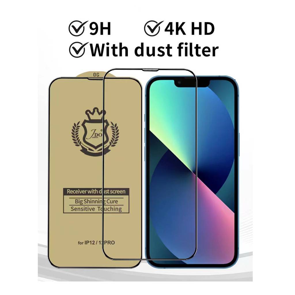 ฟิล์มกระจกนิรภัยใสเต็มจอ กันฝุ่นเข้ารูลำโพง สำหรับ IPHONE 15pro 6G/6S 6/6SPLUS 7G/8G SE2 7/8PLUS Xs 12 PRO 13 PROMAX
