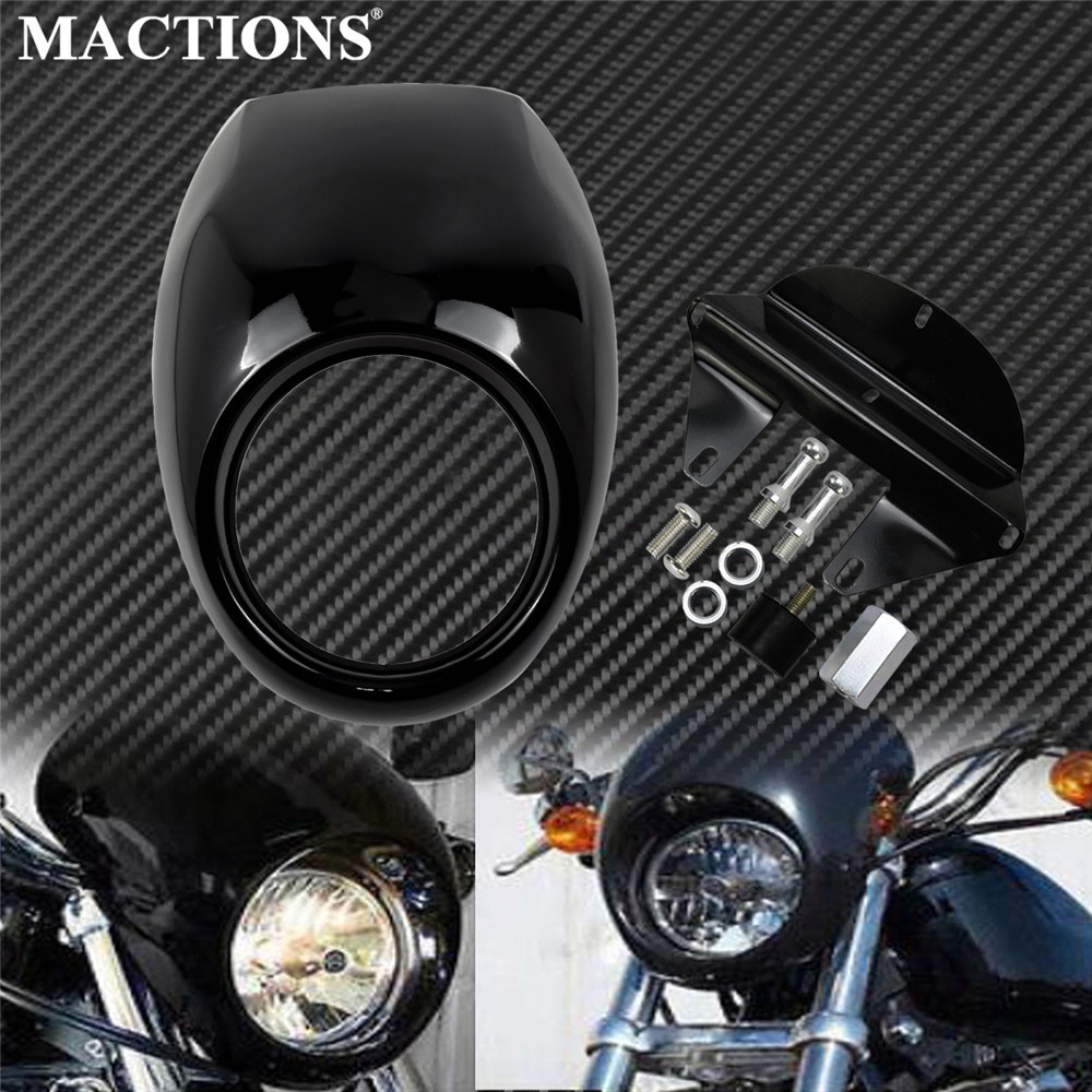 Motorcycle Headlight Lamp Mask Headlamp Fairing Front Cowl Fork Mount ABS Plastic For Harley Sportster Dyna FX/XL 883 12