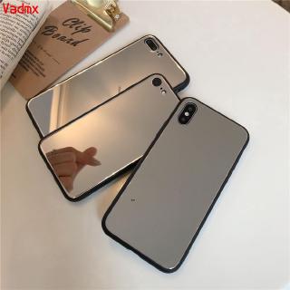 Mirror Soft Case OPPO F7 A1K Realme C2 A77 A71 A83 A1 F5 A1S Cover Black Bumper Mirror Plating Case