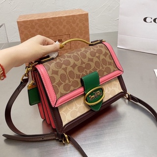 สินค้าใหม่-Coach-กระเป๋าผู้หญิง/กระเป๋าแนวทแยง กระเป๋าถือ/ของแท้ 💯%/พร้อมส่ง Real Shot [ส่งฟรี] กระเป๋าแบรนด์ดัง Fashion