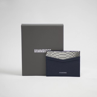 Hammburgg Card holder กระเป๋าสตางค์ ใส่บัตร หนังแท้ ใส่ชื่อได้  (Wildwest Navy)