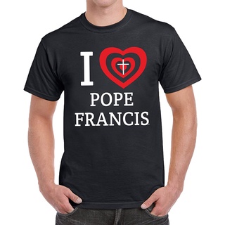 เสื้อยืดลําลอง แขนสั้น คอกลม พิมพ์ลาย I Love Pope Francis Heart แฟชั่นสําหรับผู้ชาย