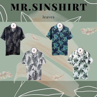 ◣◥◣ เสื้อฮาวาย Hawaii เกาหลี Unisex ใส่เที่ยวถ่ายรูปสวย ผ้าโพลีเอสเตอร์เย็นสบายไม่ร้อนไม่ 🖤 leaves 🖤◥◣◥