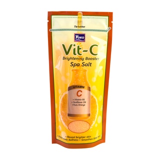 YOKO Vit-C Brighterning Booster Spa 300g.โยโกะ เกลือสปาขัดผิว สูตร Vit-C ไบร์เทรนนิ่ง บูสเตอร์(สีส้ม)